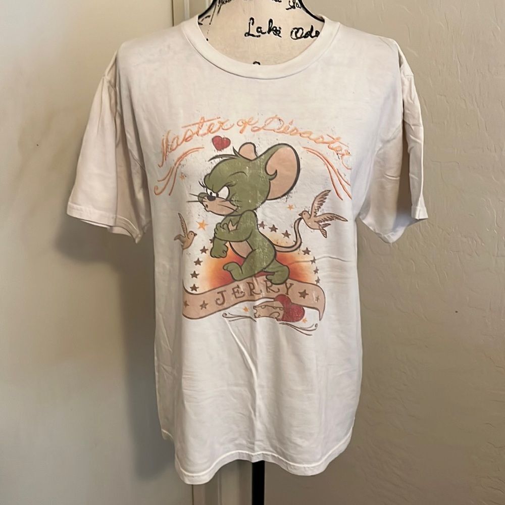 Jerry Mouse Master Of Disaster Graphic White Shirt
